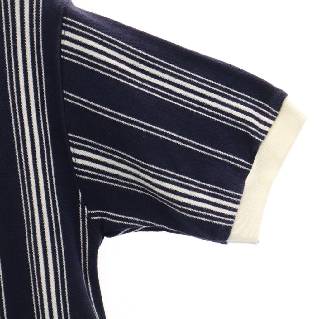COURREGES Striped Pattern Short Sleeve Polo Shirt XS Navy Men's Used