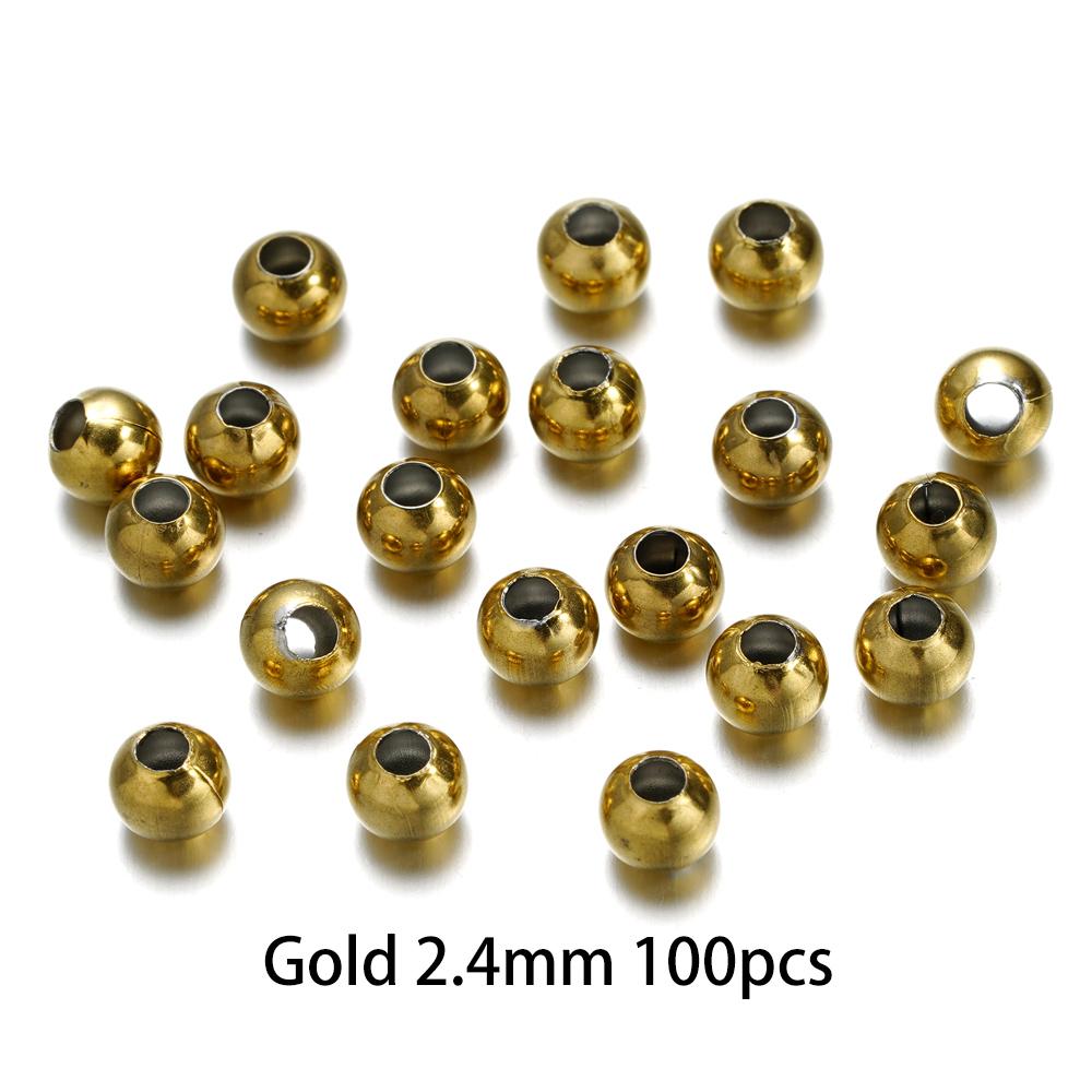 2-8Mm Stainless Steel Round Seed Big Hole Bead Loose Spacer Beads For Diy Jewelry Making Findings Supplies Accessories