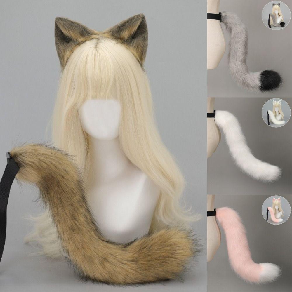 Plüsch-Katzenohren-Haarreif Realistische Tierohren Haarband Neues flauschiges Katzenohren- und Schwanz-Set Haaraccessoires