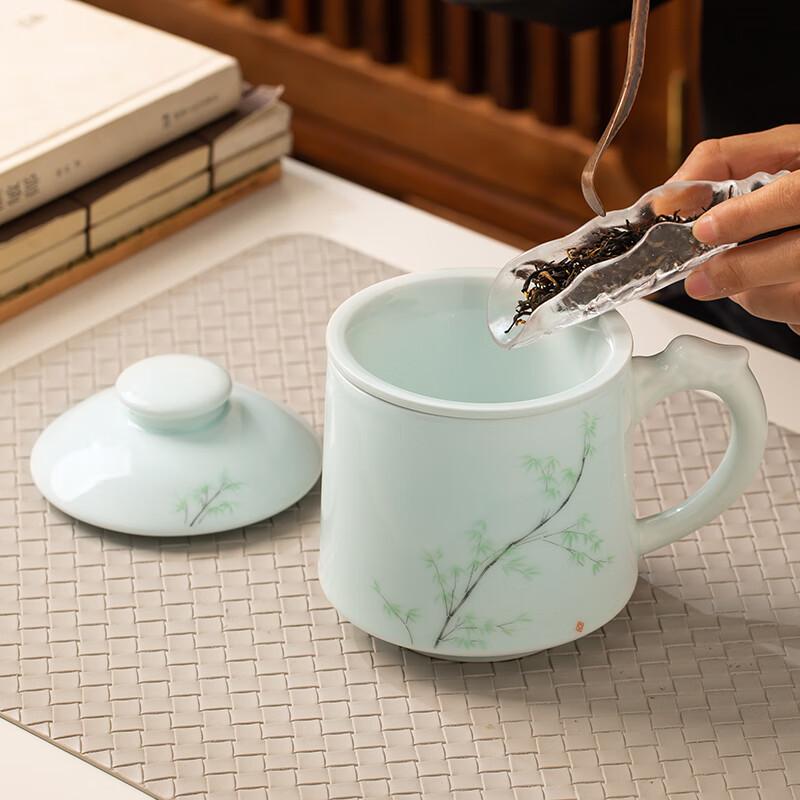 Changnan Jingdezhen Ceramic Tea Cup with Separate Infuser Lid, Business Meeting Cup for Office Use, Customizable with Logo Engraving