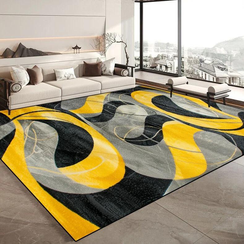 Tappeto Nordico Arancione Marrone per Soggiorno, Decorazione Lusso Leggero, Facile da Pulire, Tappeti Morbidi per Camera da Letto, Tappetino Antiscivolo