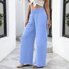 Women’s Wide Leg Lounge Pants with High Waist Elastic Waistband and Side Pockets Comfortable Relaxed Fit Trousers for Daily Wear