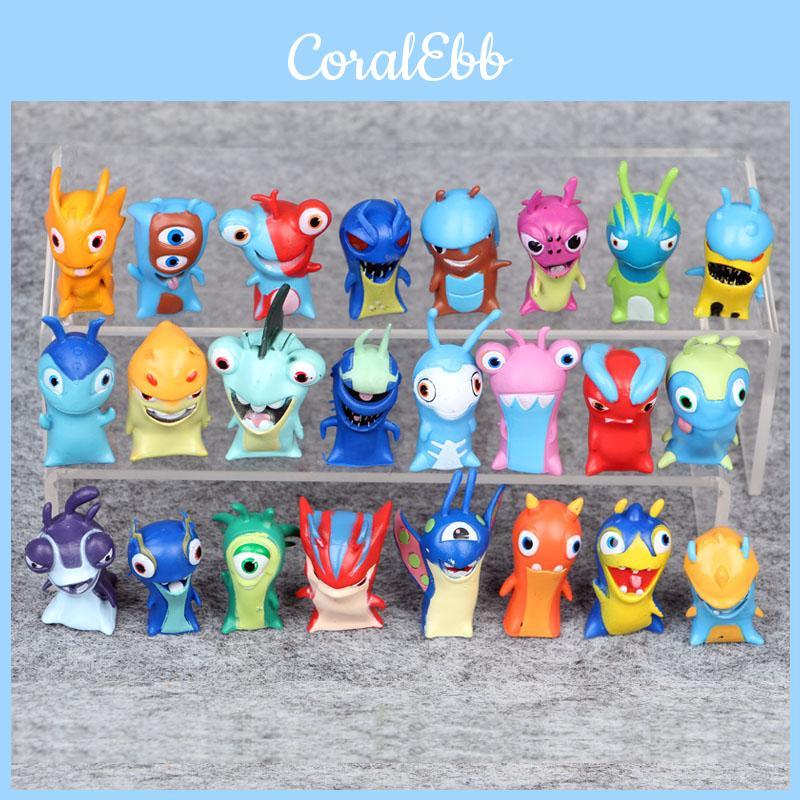 Lot de 24 Figurine de Acțiune Premium Slugterra Jucării din PVC cu Melci Burpy și Bludgeon Set Cadou