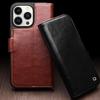 QIALINO Etui na telefon z prawdziwej skóry bydlęcej+TPU dla iPhone 15 Pro Max Magnetyczne zamknięcie Pełna ochrona Pokrowiec na telefon