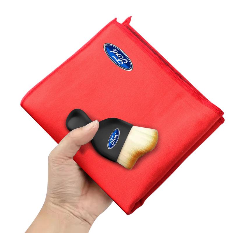 Car Towels Cleaning Drying Cloth with Car Cleaning Brush CAR Accessories For Ford Focus 2 MK2 MK3 Fiesta Mondeo Ranger Kuga