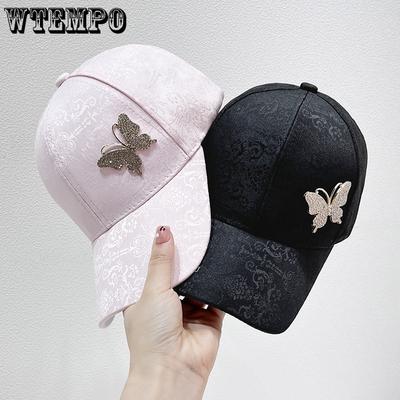 Versione Coreana Cappellino da Baseball Farfalla Diamante da Donna Estivo Sottile Cotone Seta Cappello Protezione Solare Cappello con Visiera