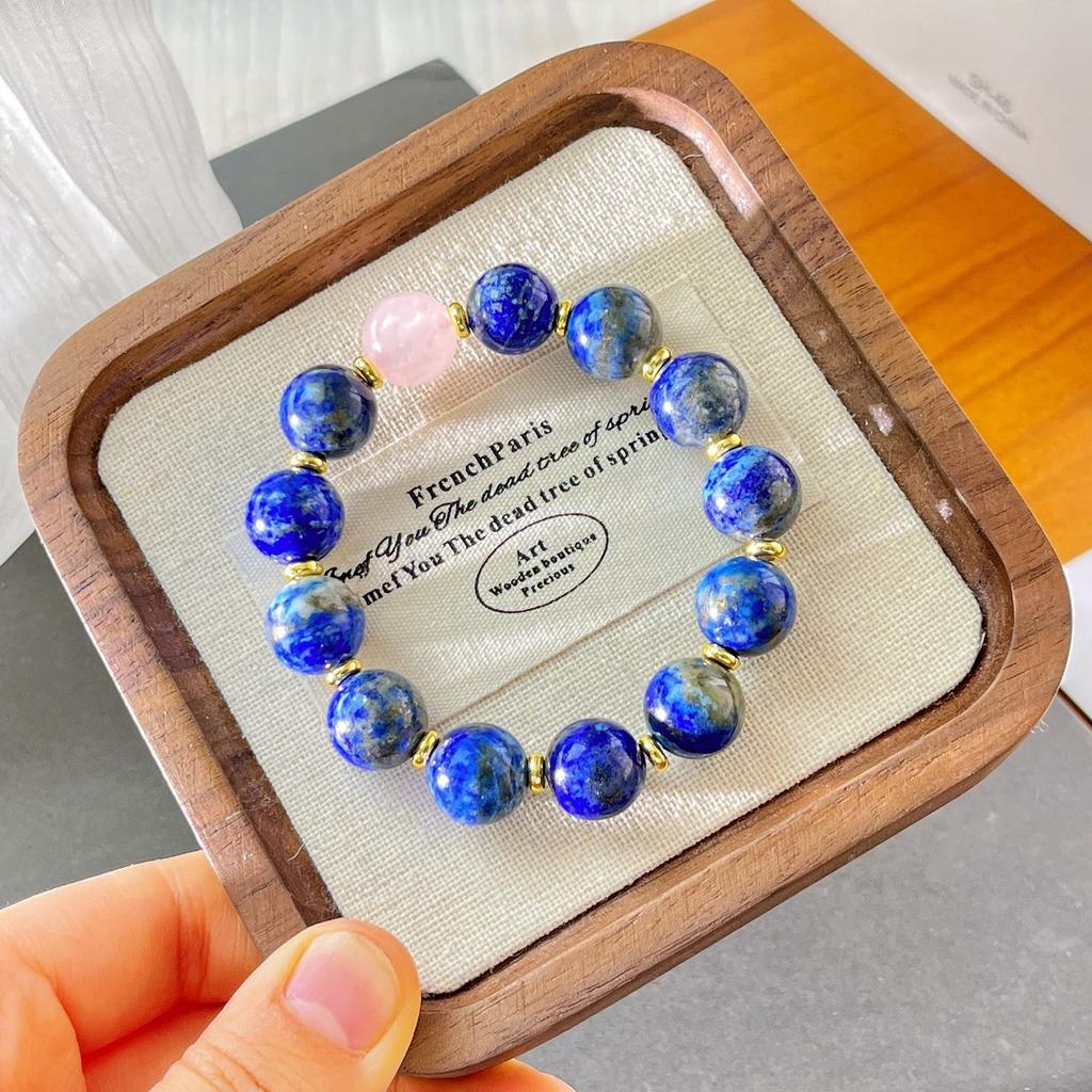12Mm Lapis Lazuli Powder Crystal Design Bracelet Bracelet.