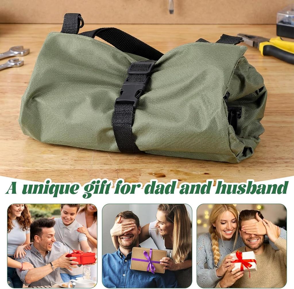 1pc Heavy-Duty Roll-Up Tool Bag for Professionals, Multi-Pocket Oxford Fabric Organizer for Mechanics, Electricians, Plumbers