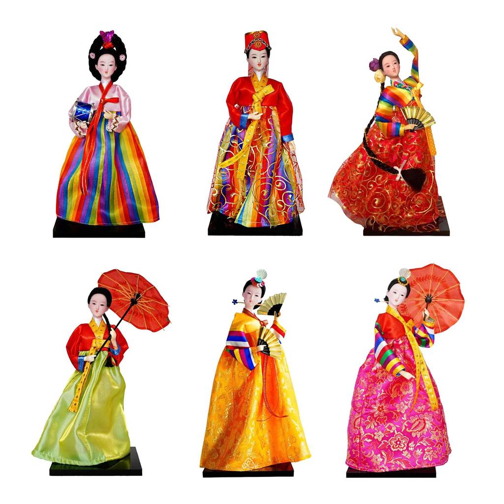 Geisha Kimono Figurine Folk Ethnic Ornament Collectible Craft Korean Hanbok Doll for Countertop Shop Gifts Home Use Birthday
