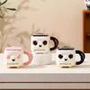 Cute Puppy with Lid Water Cup Large Capacity Cartoon Dog Ceramic Cup Household High Value Mug Souvenir