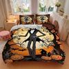 3pcs Halloween Jack Skellington Bedding Set, Includes Quilt Cover and Pillowcases, Suitable for All Seasons, Machine Washable, Ideal Gift Fo