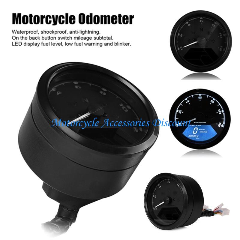 H7JD 12V Motorrad Tacho Drehzahlmesser Kraftstoffanzeige Armaturenbrett Anzeigen Zifferblatt Kilometerzähler LCD Digital