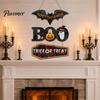 Seasonal Wall Hanging Plaque Happy Halloween Wooden Sign, Cute Bat Ghost Pumpkin Boo Door Hanger, Trick Indoor Holiday Hanger or Treat Sign for Party,
