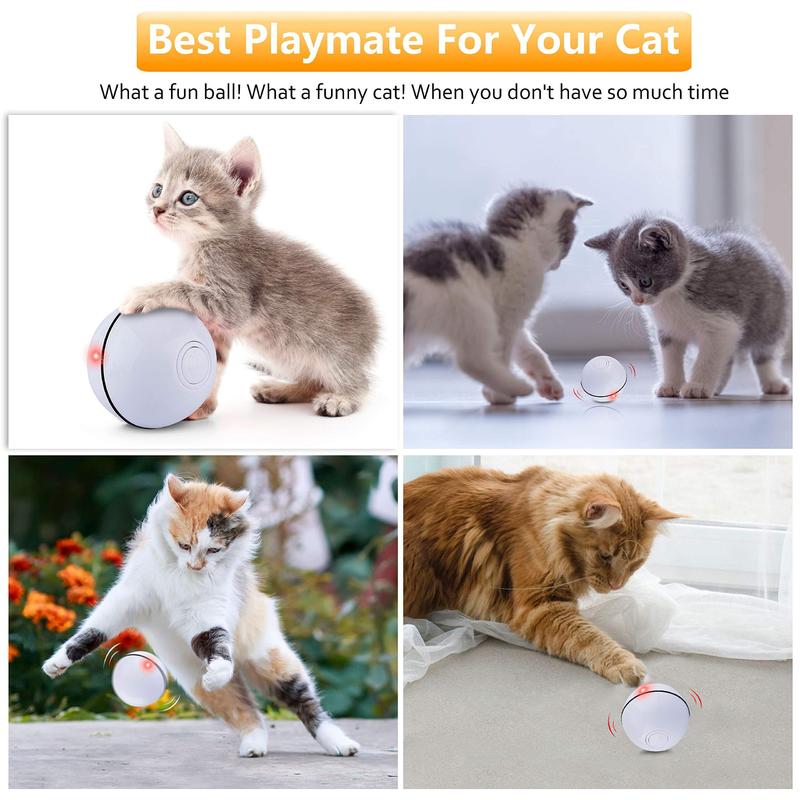 Smart Cat Toys Cat Toys Animals Interactive Rolling Auto Rolling Self Rotating LED USB Light (White)