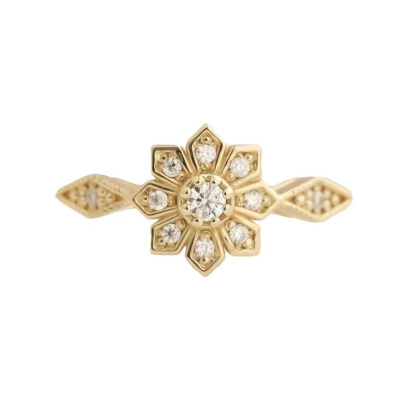 Gold Color/Silver Color Dainty Flower Ring for Women Exquisite Wedding Party Gentle Fancy CZ Charming Accessories Jewelry