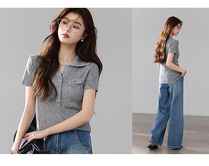 Ma Liang Sensation Series Linen Short-sleeved Knitted Sweater with Polo Collar