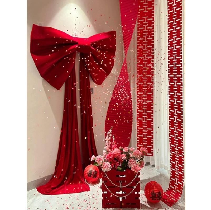 Large Red/Pink Plushie Bows Wedding Decoration Wall Decorating Ormanent For Event Planners Anniversary Celebration