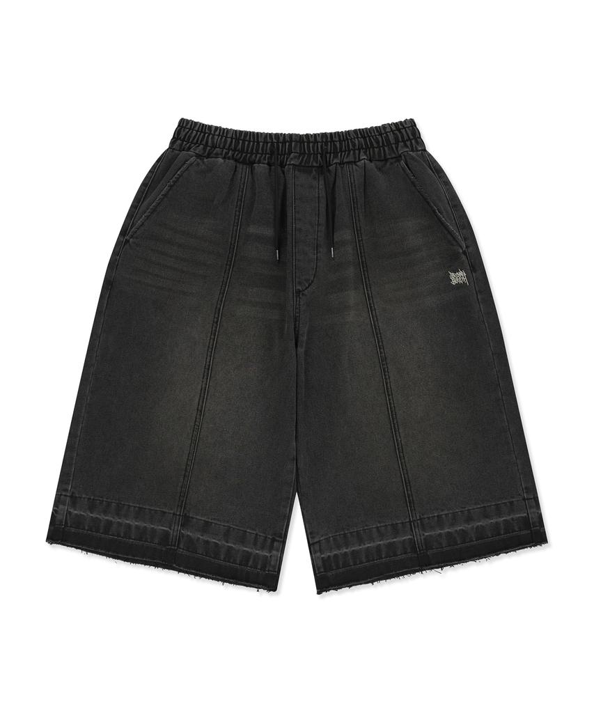 BROWNBREATH Washed Banding Bermuda Pants - Black