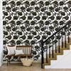 Papel de Parede Retro Rosas Pretas Autocolante Floral Escuro Vinil Contato de Parede Impermeável Cozinha Banheiro Flores Decoração de Parede