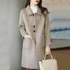 Women Winter Overcoat Turn-down Collar Pockets Pure Color Single-breasted Cardigan Loose Fit Coat Thermal Long Sleeves Commuting Dating Winter Coat