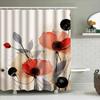 Mohn Duschvorhang im Aquarellstil Kräftige rote Blumen Moderne Badezimmerdekoration für den Heimgebrauch