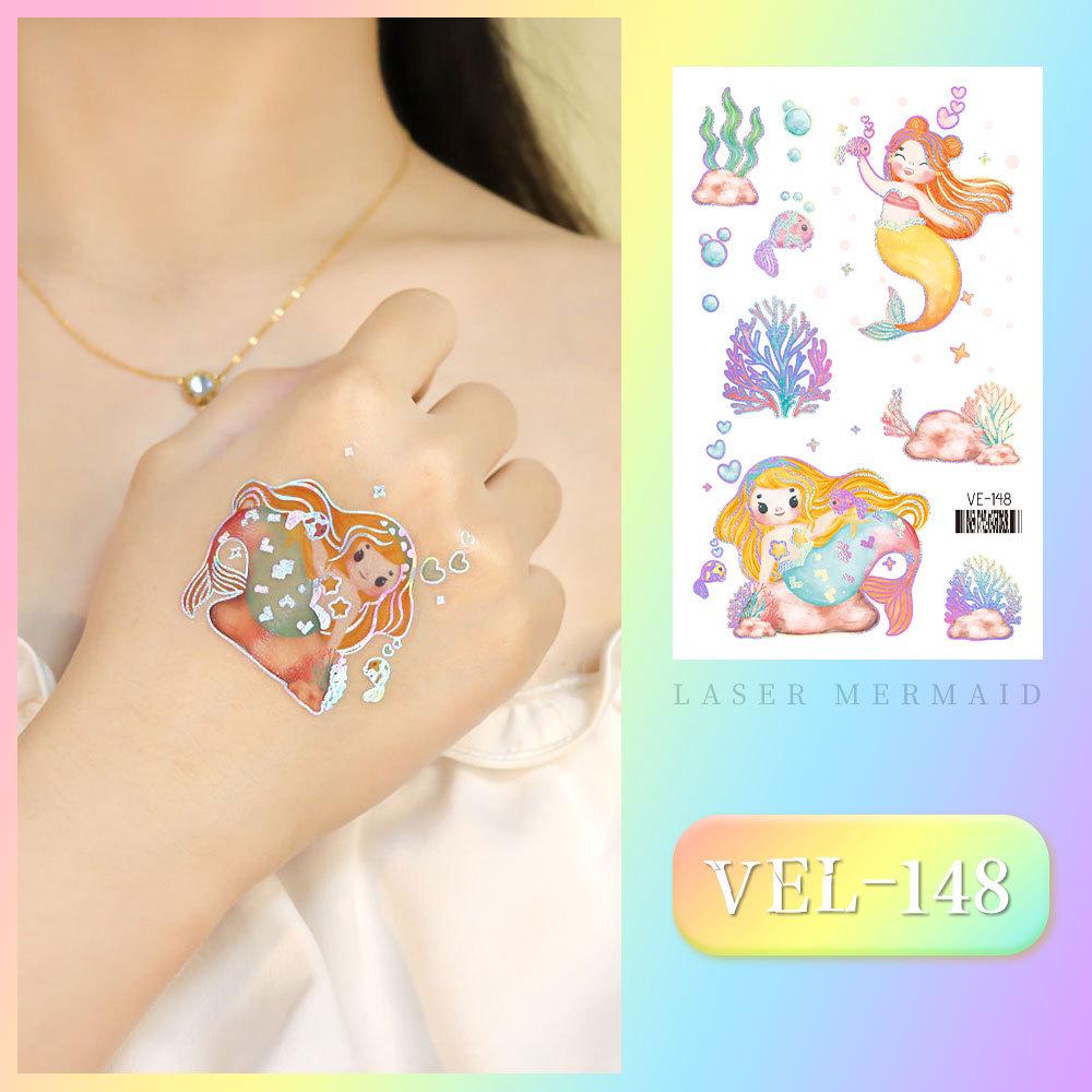 Waterproof Kids' Cartoon Tattoo Stickers: Princess, Butterfly & Mermaid Series
