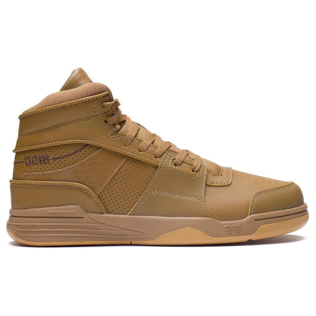 Li Ning Wave Slip Resistant Abrasion Resistant High top Skateboard Shoes Men's Brown ABCS097-3