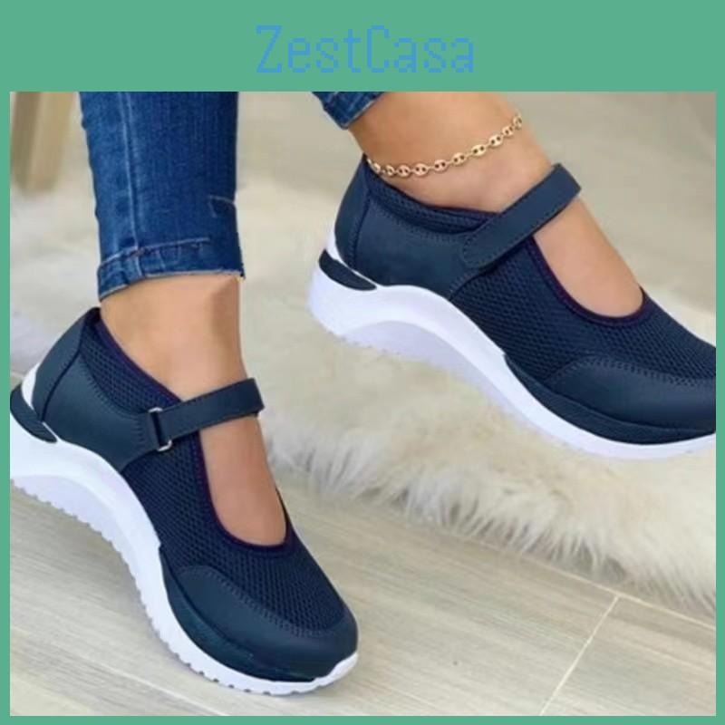 Thick Womens Casual Sole New Shoes Mesh Breathable Velcro Casual Running Shoes