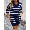Women's Temperament Casual Striped Long Sleeve Sweater Dress