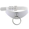 DIEZI Harajuku Bílý PU Kožený Kroužkový Choker Náhrdelník Pro Ženy Muže Vintage Gotický Hip Hope Nastavitelný Límcový Náhrdelník Šperky