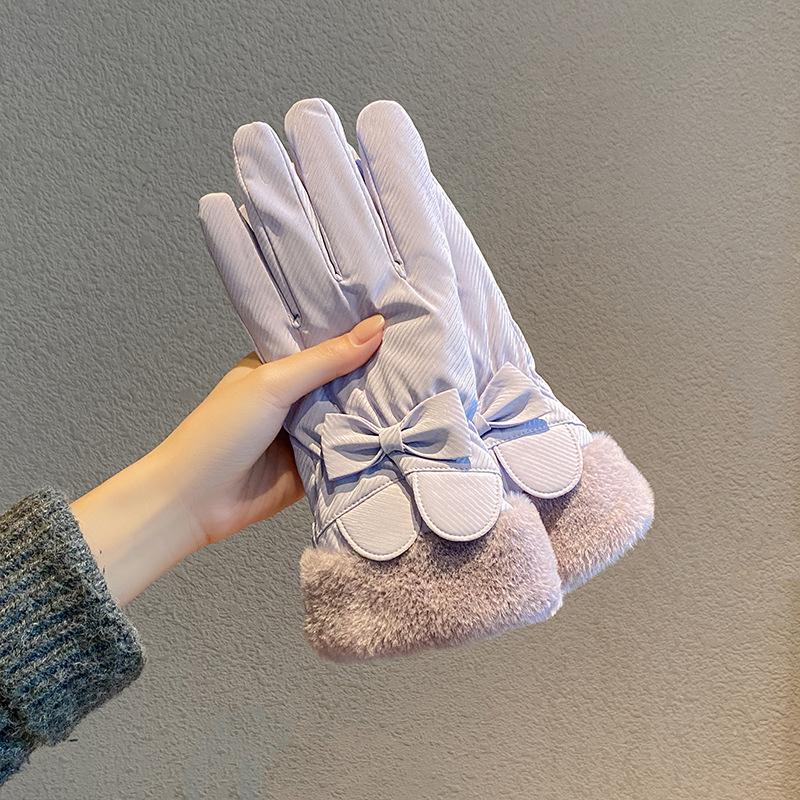 Rękawiczki Damskie Zimowe Polarowe Pogrubione Ciepłe Pluszowe Bawełniane Wodoodporne Rękawiczki z Ekranem Dotykowym Zimowe Ciepłe Do Jazdy Konnej Narciarskie Outdoorowe Rękawiczki