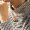 Dripping Oil Diamond-Encrusted Evil Eye Pendant Necklace, Light Luxury Niche Titanium Steel Choker for Women
