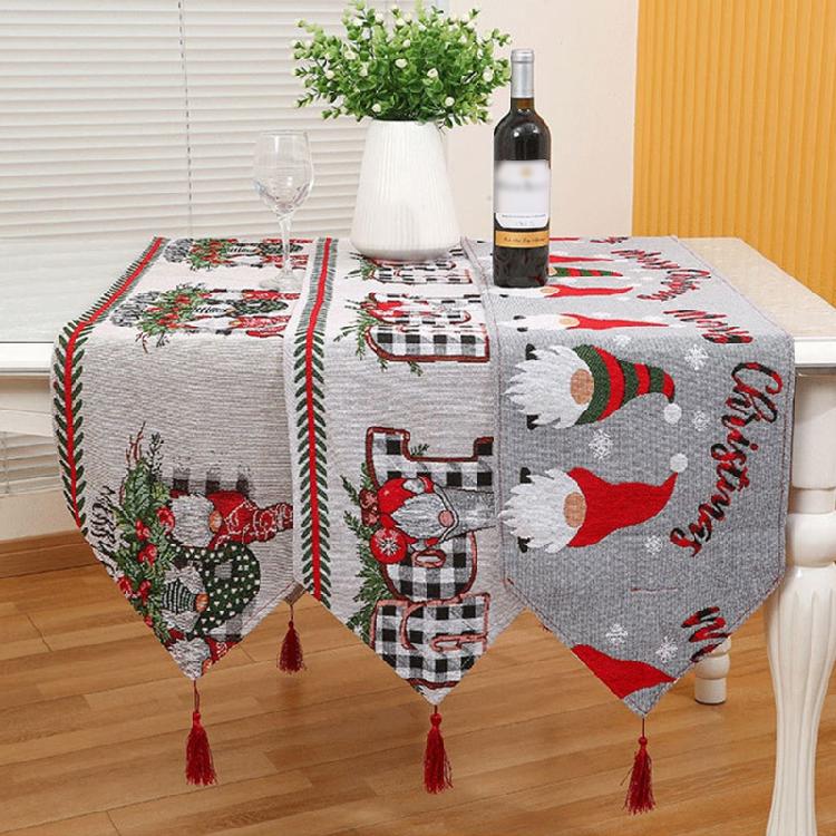 Merry Christmas Table Runner Gnome Tassel Kitchen Dining Table Decor