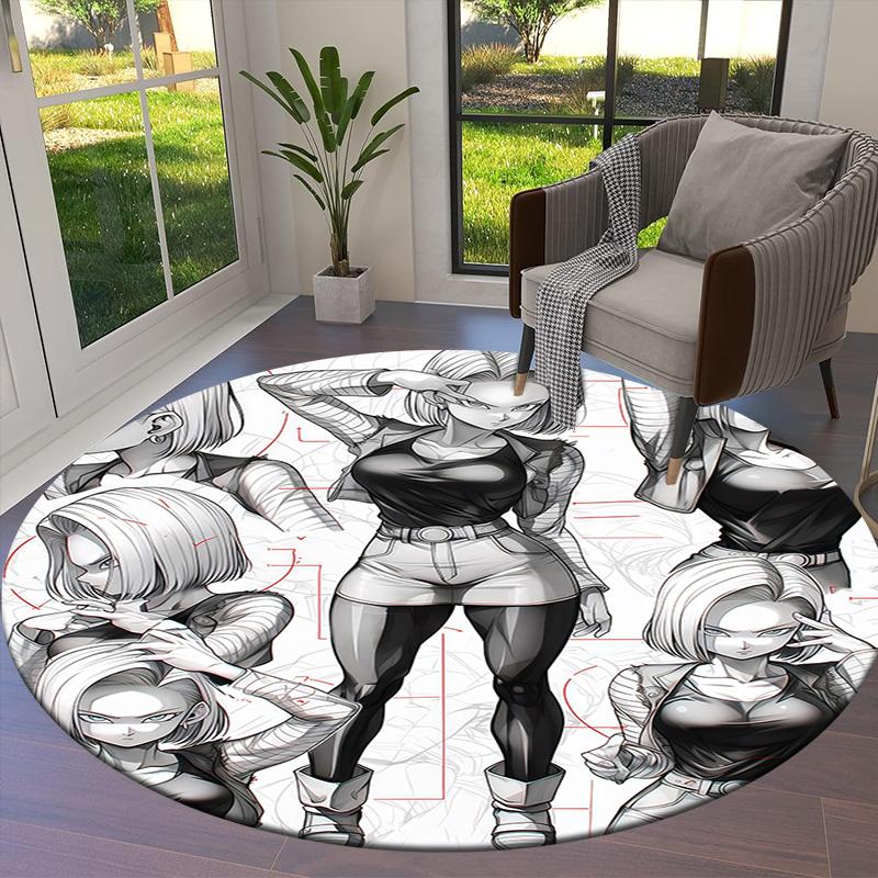 Son Goku Round Area Rug Carpet Rug For Living Room Bedroom Sofa Playroom Decor Nonslip Floor Mat