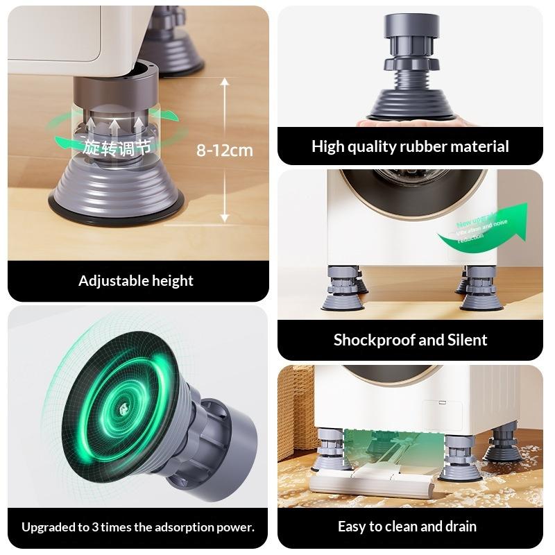 Washing Machine Support Feet 4Pcs Adjustable Shock Absorption Non Slip Base for Rental Apartment Washer Stabilizer