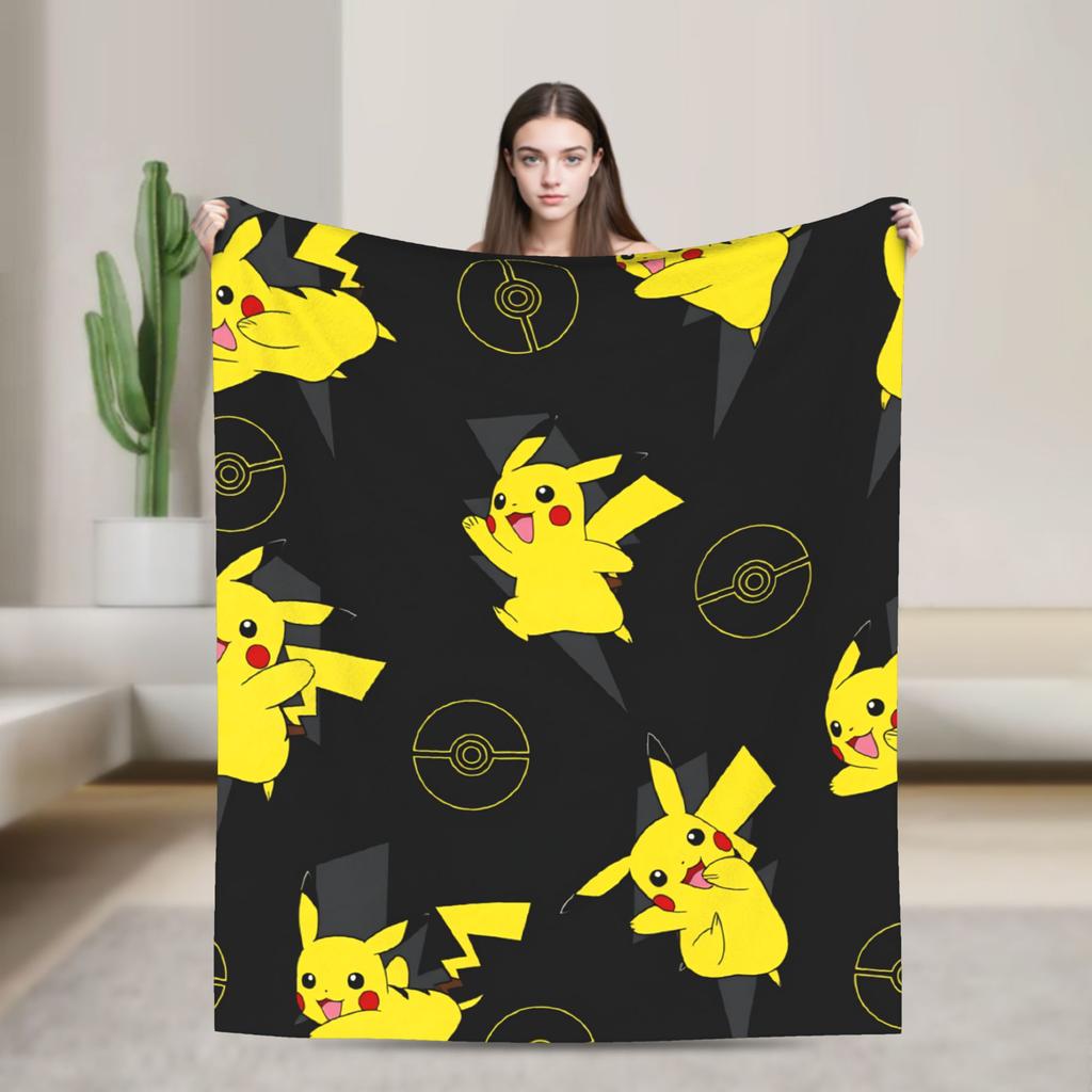 Pikachu Flannel Blanket Winter Soft Durable Throw Blanket for Students Couch Chair Fashion Bedspread Sofa Bed Cover