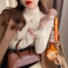 Fleece Sweater Women's Winter Thickened Integrated Fleece with Semi-turtleneck Bottoming Shirt 1116 Autumn and Winter New High-end Top