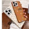 Pink Flowers Leather Pattern Phone Case For iPhone 16 15 14 Pro Max 13 12 11 XS X XR 7 8 16 Plus SE 2022 Shockproof Soft Cover