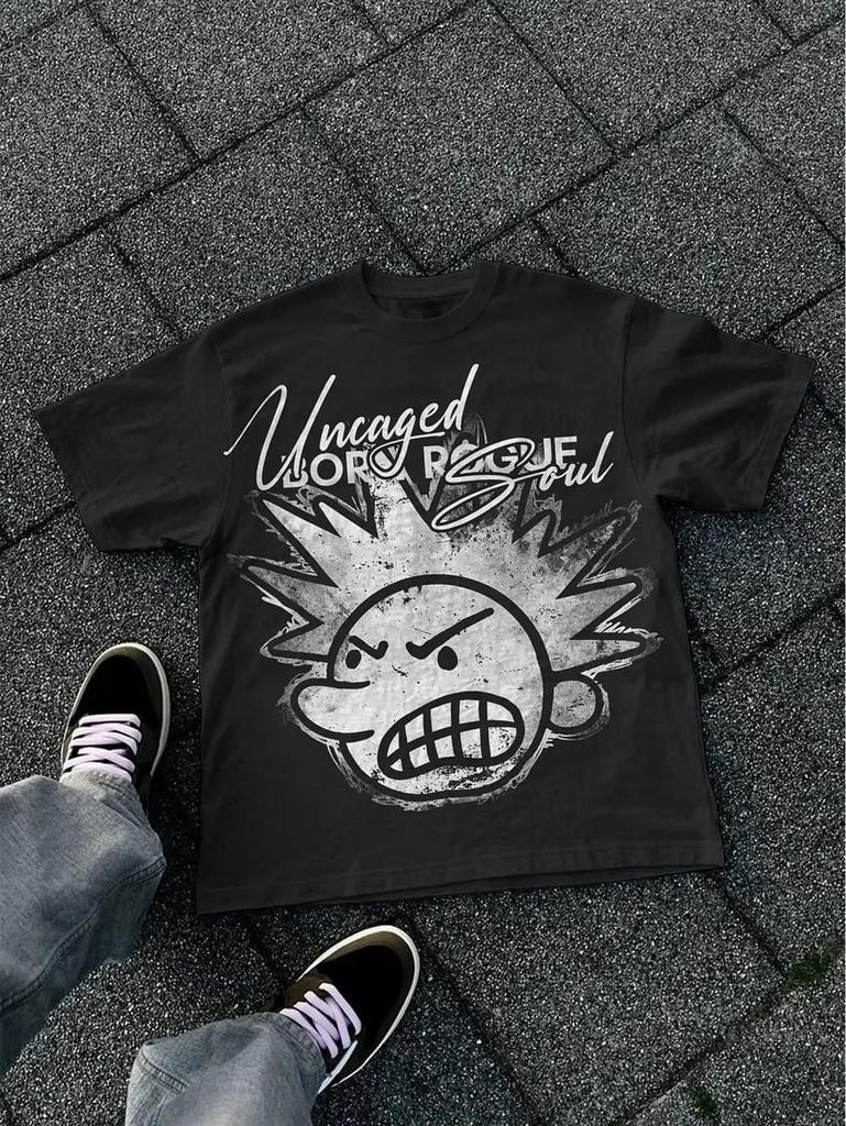 Y2k Harajuku Gothic Tshirt Y2k Tops High Street T Shirt Letter Graphic T Shirts Casual Loose Streetwear Vintage Clothing Unisex