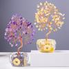 Multicolor Crystal Potted Tree Crystal Stone Wealth Tree Figurine for Positive Energy and Fortune Wealth Success