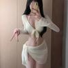 2025 Summer Bikini Set Women Sexy Swimsuit Chic Solid Four-Piece Halter Lace Up Female Swimwear New Fashion Korean Bathing Beachwear