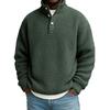 Men's Casual Stand-Up Collar Long-Sleeve Top Color Button-Down Sweatshirt