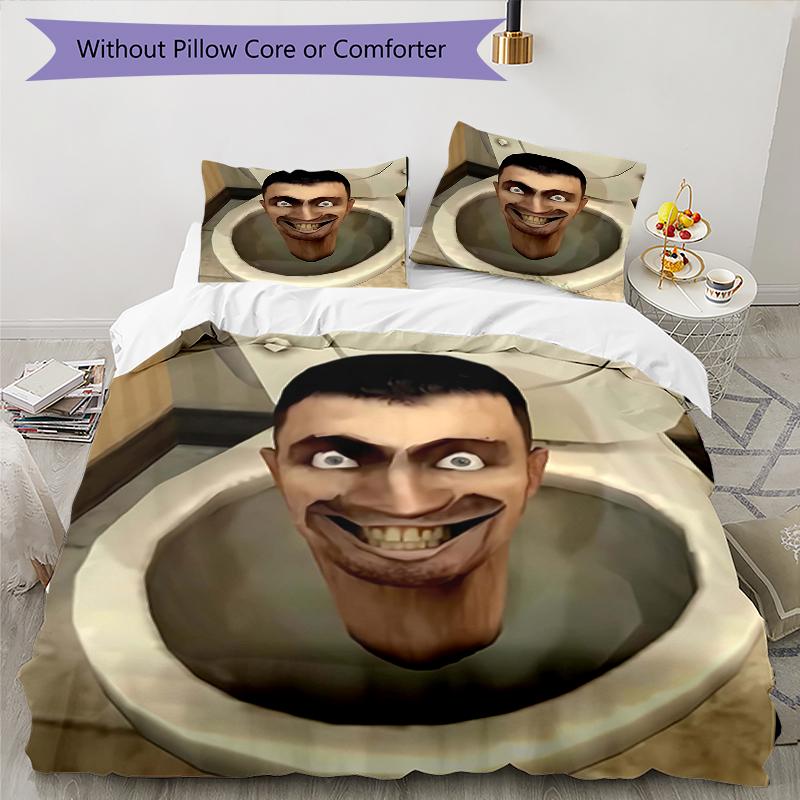 3pcs Skibidi Toilet Multiverse2 Design Cover Set - HD Printed Bedding with 1 Cover and 2 Pillowcases - Perfect for Home and Dorm Decor