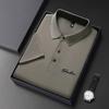 Neues Herren Business Casual Kurzarmhemd mit Abzeichen Einfarbiges Poloshirt Modisch Atmungsaktiv Bequem Vielseitiges Oberteil