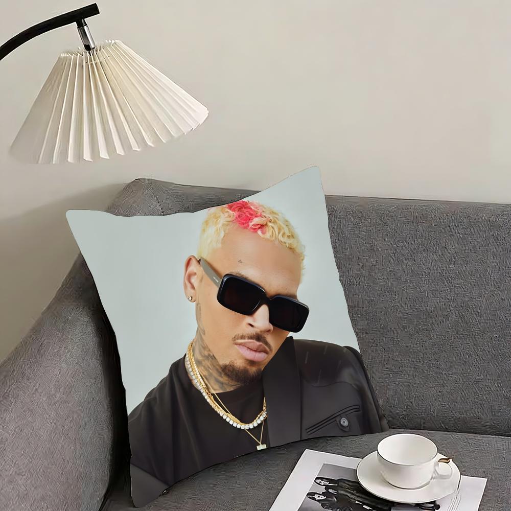 C-Chris Brownn Rapper Cushion Cover Pillowcase Ultra Soft Skin Friendly Fabric Cloud Like Comfort & Concealed Zipper