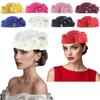 Rhinestones Flower Fascinator Hat for Teaparty Cocktail Party Women Flapper Costume Stewardess Hat for Evening Parties