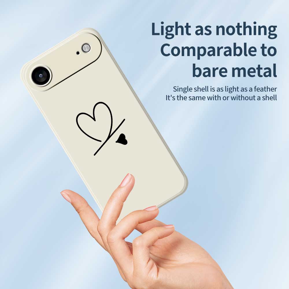 For iPhone 17 Air Case Black Love Pattern Printing Straight Edge TPU Phone Back Cover