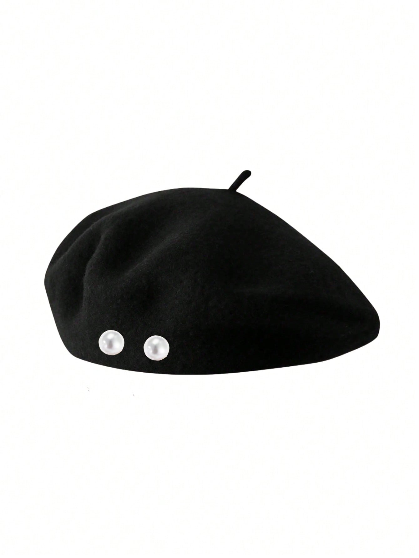 

1pc Classic Pearl Beret Hat For Women, Stylish Newsboy Cap, Versatile & Timeless Pearl Embellishment чорний