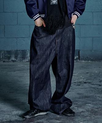 Nodeu Wide Baggy Denim Pants (Indigo Blue)