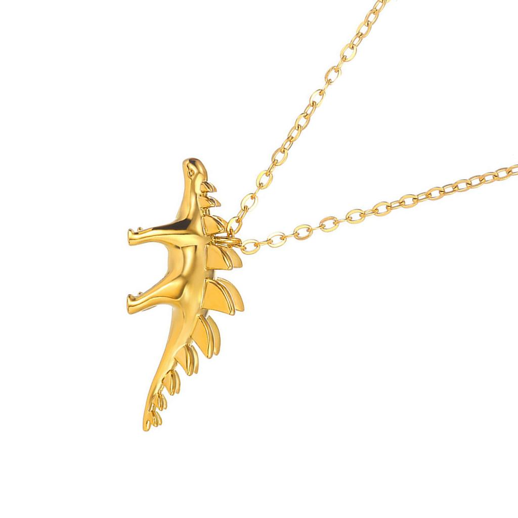 Fashionable Dinosaur Pendant Necklace Gold Chain Necklace Children Cute Wildlife Jewelry Accessory for Daily Party